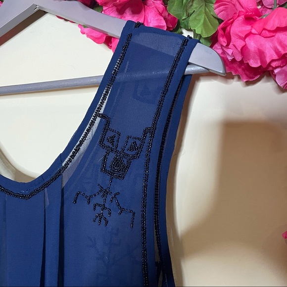 Free People Run With It Beaded Navy Tank Top - Picture 8 of 10